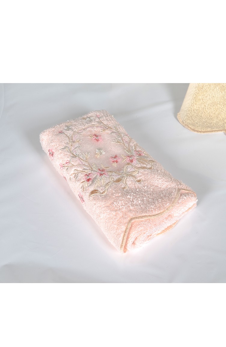 Bambu Dantel Nakisli 30x50 El Havlusu 3445 02 Pembe Sefamerve