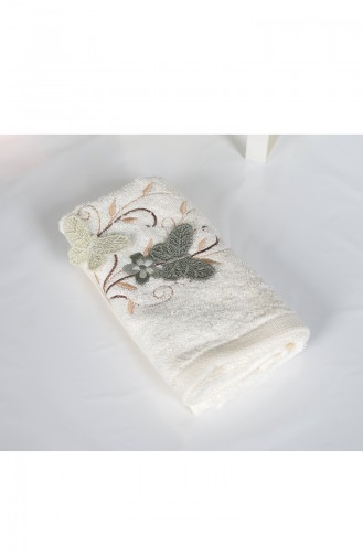 Bamboo Butterfly Embroidered 30X50 Hand Towel 3446-02 Cream 3446-02