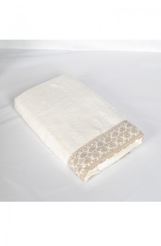 Combed Cotton Laced 50X90 Face Towel 3449-01 Cream 3449-01