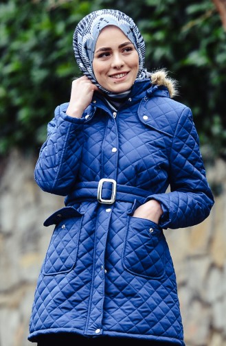 Manteau Matelassé a Capuche 0109-05 İndigo 0109-05