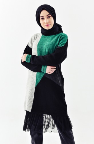 Knitwear Patterned Sweater 10011-02 Black 10011-02