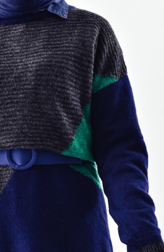 Knitwear Patterned Sweater 10011-03 Navy Blue 10011-03