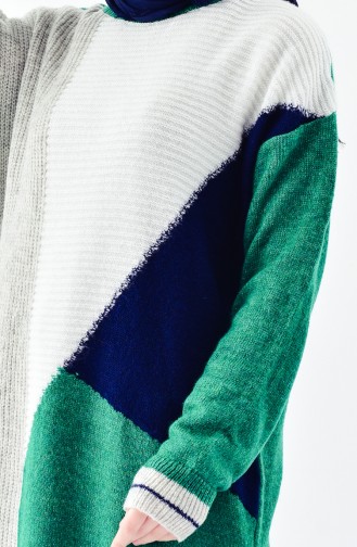 Knitwear Patterned Sweater 10011-05 Green 10011-05