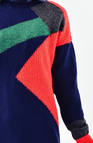 Knitwear Patterned Sweater 10013-01 Navy Blue 10013-01