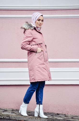 Furry Quilted Coat 6003-01 Rose Dry 6003-01