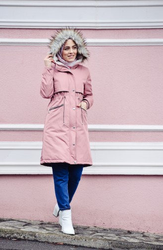 Furry Quilted Coat 6003-01 Rose Dry 6003-01