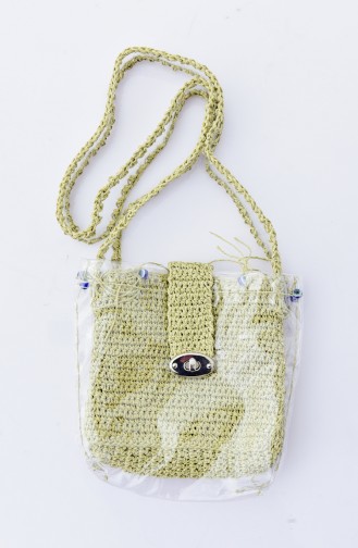 ميسيني حقيبة كتف نسائية قش بتصميم مُحاك 1023-01لون أخضر 1023-01