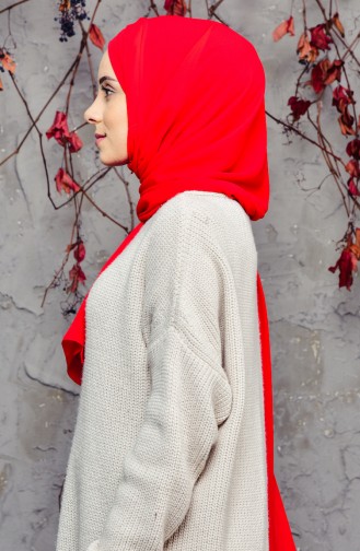 Practical Three Banded Crepe Shawl 9002-04 Red 9002-04