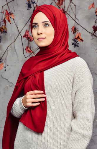 Practical Three Banded Crepe Shawl 9002-08 Dark Claret Red 9002-08