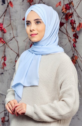 Practical Three Banded Crepe Shawl 9002-15 Baby Blue 9002-15