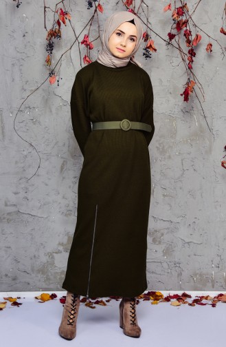 Khaki Hijab Dress 4921-02