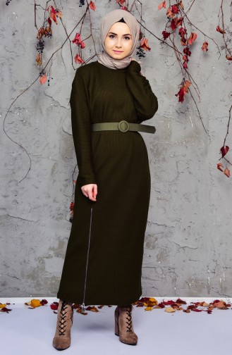 Khaki Hijab Dress 4921-02