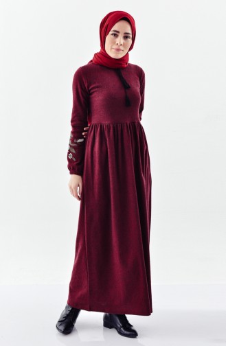 Claret Red Hijab Dress 4025A-06