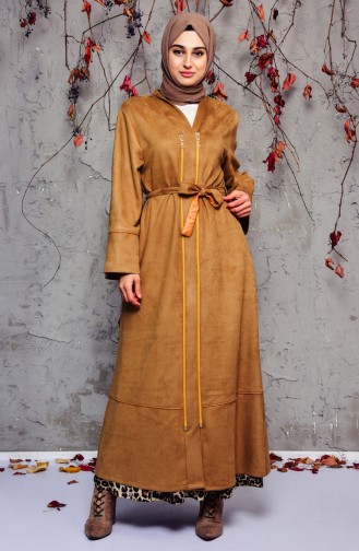 Wildleder Trenchcoat mit Gürtel  7814-03 Milschkaffee 7814-03