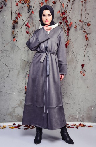 Belted Suede Trench Coat 7814-05 Grey 7814-05