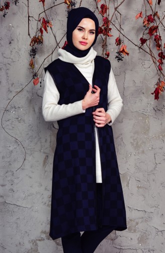 iLMEK Knitwear Checkered Vest 5200-05 Black Saks 5200-05