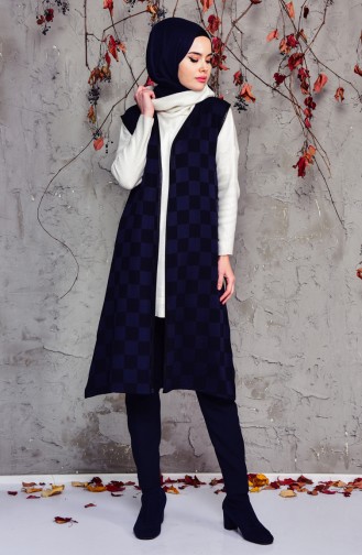 iLMEK Knitwear Checkered Vest 5200-05 Black Saks 5200-05