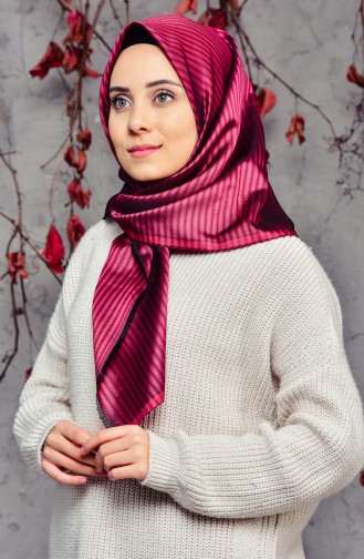 Striped Patterned Scarf 901410-06 Fuchsia 901410-06