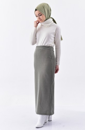 Striped Pencil Skirt 5962-02 Khaki 5962-02