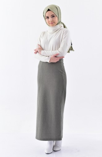 Striped Pencil Skirt 5962-02 Khaki 5962-02