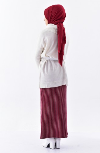 Striped Pencil Skirt 5962-05 Claret Red 5962-05