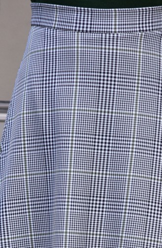 Plaid Patterned Flared Skirt 8104-01 Khaki 8104-01