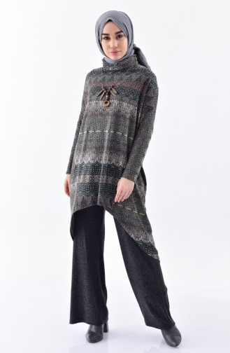 Kolyeli Tunik Pantolon İkili Takım 1927360-903 Gri Haki