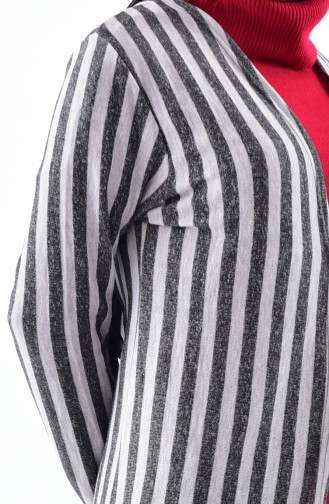 Striped Long Cardigan 7738-01 Gray 7738-01
