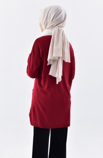 Knitwear Pockets Cardigan 2045-04 Claret Red 2045-04