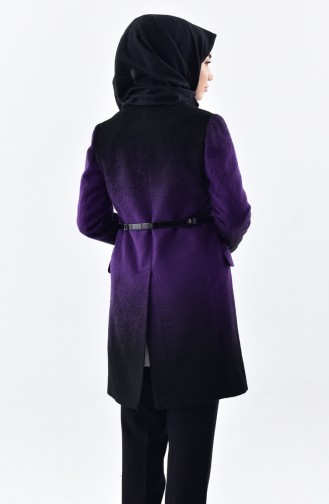 Belted Cachet Coat 4032-01 Purple Black 4032-01