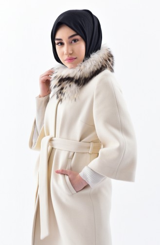 Fur Collar Cachet Coat 4116-01 Light Beige 4116-01