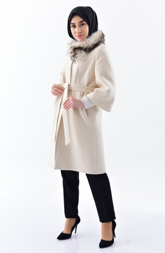 Fur Collar Cachet Coat 4116-01 Light Beige 4116-01