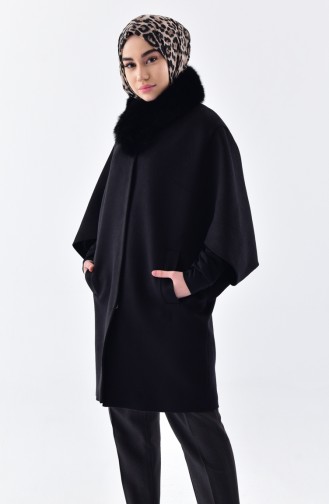 Poncho a Fourrure 4057-01 Noir 4057-01