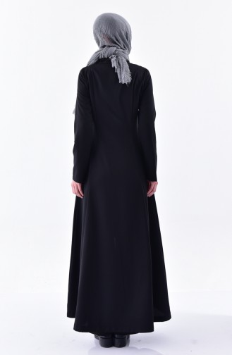 Hijab Mantel mit Reissverschluss 0603-02 Schwarz 0603-02