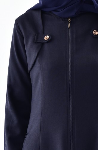 Zippered Overcoat 0603-03 Navy Blue 0603-03