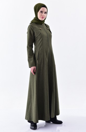 Hijab Mantel mit Reissverschluss 0603-04 Khaki 0603-04