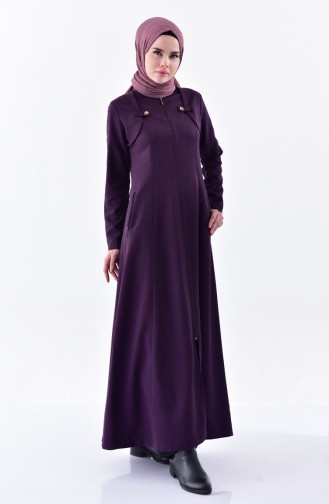 Hijab Mantel mit Reissverschluss 0603-05 Lila 0603-05