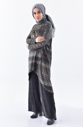 Kolyeli Tunik Pantolon İkili Takım 1927360-903 Gri Haki