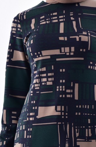 دلبر فستان بتصميم مُطبع 7129-01 لون اخضر زُمردي 7129-01