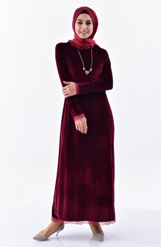 Velvet Dress 0204-01 Claret Red 0204-01