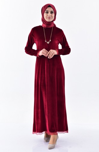 Kadife Elbise 0204-05 Kırmızı