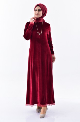 Kadife Elbise 0204-05 Kırmızı