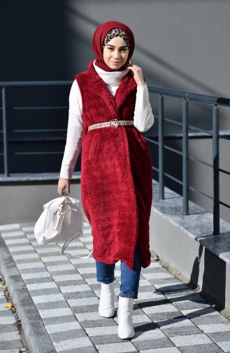 Sefamerve Peluş Yelek 8101-05 Bordo 8101-05