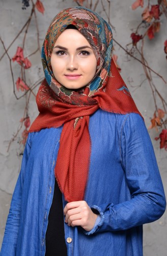 Patterned Kabartmalı Cotton Scarf 2139-09 Ginger 2139-09