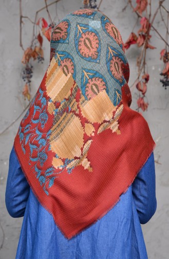 Patterned Kabartmalı Cotton Scarf 2139-09 Ginger 2139-09