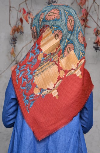 Patterned Kabartmalı Cotton Scarf 2139-09 Ginger 2139-09