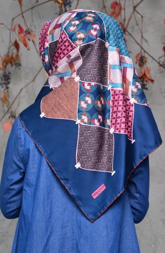 Patterned Twill Scarf 2140-02 Oil Blue 2140-02