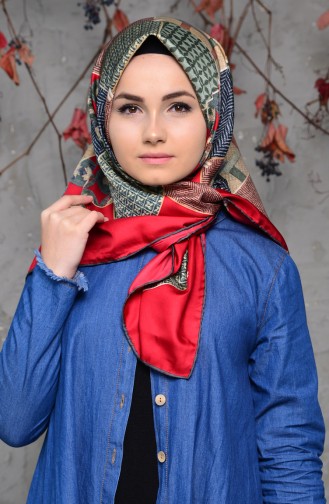Patterned Twill Scarf 2140-06 Claret Red 2140-06