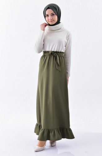 Waist Pleated Ruffles Skirt 3120-04 Khaki 3120-04