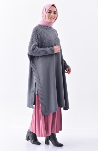 iLMEK Knitwear Bat Sleeve Poncho 4108-03 Smoked coloured 4108-03